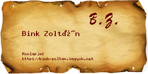 Bink Zoltán névjegykártya